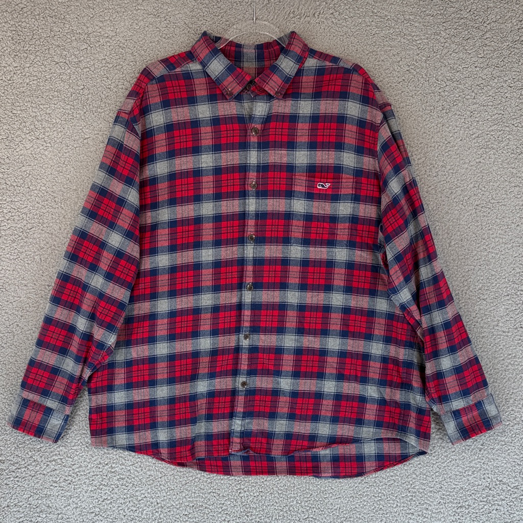 Vineyard Vines Classic Fit Tucker Shirt Mens Xxl Red & Blue Plaid Stretch Pocket